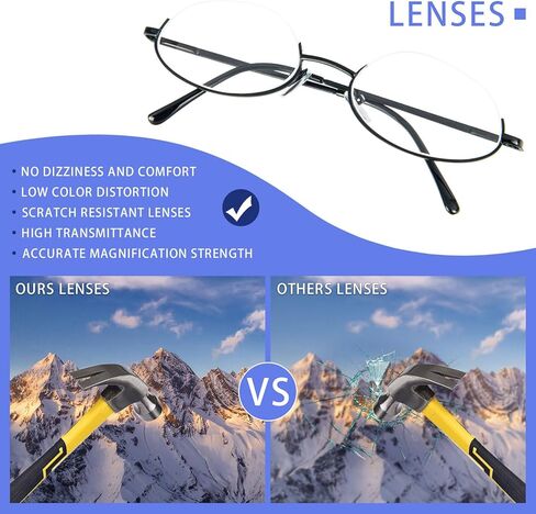 نظارات قراءة KoKoBin نصف قمر، زوجان من إطار نصف عدسة أزرق يحجب الضوء الأزرق للرجال والنساء in Kuwait