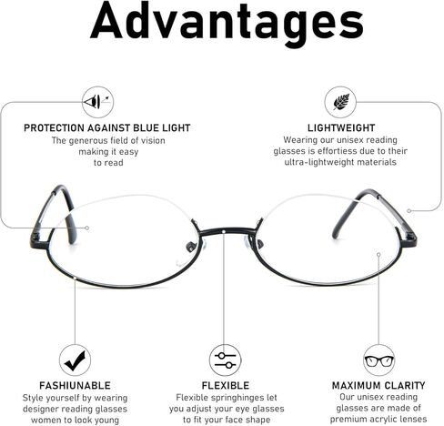 نظارات قراءة KoKoBin نصف قمر، زوجان من إطار نصف عدسة أزرق يحجب الضوء الأزرق للرجال والنساء in Kuwait