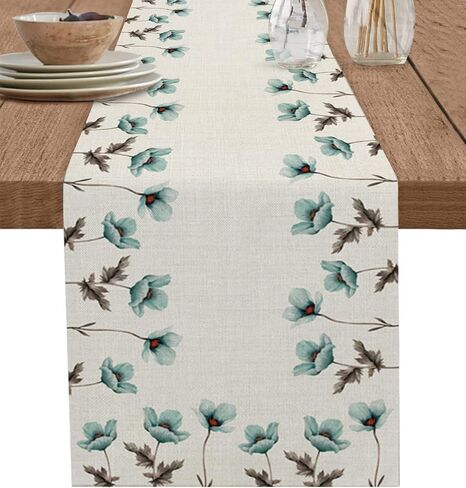 Thanksgiving Fall Table Runner 120 Inches Long, Pumpkins Autumn Maple Leaves Cotton Linen Kitchen Dinner Table Runners, Farmhouse Burlap Tablerunner for Thanksgiving/Dresser/Dining/Party/Wedding Decor in Kuwait