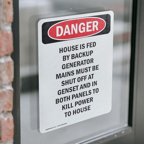 (عبوتان) يتم تغذية المنزل بواسطة مولد النسخ الاحتياطي OSHA Danger Sign مقاس 5 بوصة × 3.5 بوصة ملصق من الفينيل مقاوم للطقس، ومحمي من الأشعة فوق البنفسجية لمكان العمل والأعمال التجارية وموقع البناء، صنع في الولايات المتحدة الأمريكية in Saudi Arabia