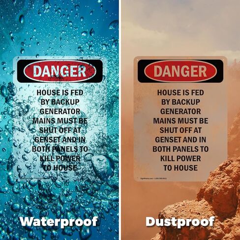 (عبوتان) يتم تغذية المنزل بواسطة مولد النسخ الاحتياطي OSHA Danger Sign مقاس 5 بوصة × 3.5 بوصة ملصق من الفينيل مقاوم للطقس، ومحمي من الأشعة فوق البنفسجية لمكان العمل والأعمال التجارية وموقع البناء، صنع في الولايات المتحدة الأمريكية in Saudi Arabia