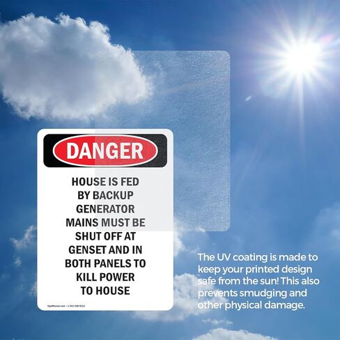 (عبوتان) يتم تغذية المنزل بواسطة مولد النسخ الاحتياطي OSHA Danger Sign مقاس 5 بوصة × 3.5 بوصة ملصق من الفينيل مقاوم للطقس، ومحمي من الأشعة فوق البنفسجية لمكان العمل والأعمال التجارية وموقع البناء، صنع في الولايات المتحدة الأمريكية in Saudi Arabia