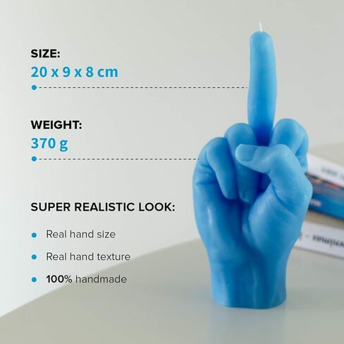 Hand Gesture Candle Middle Finger - Big Real Hand Size 8.7 x 3.5 x 3 inches - Unusual Birthday, Office, Housewarming Gift (Blue) in Saudi Arabia