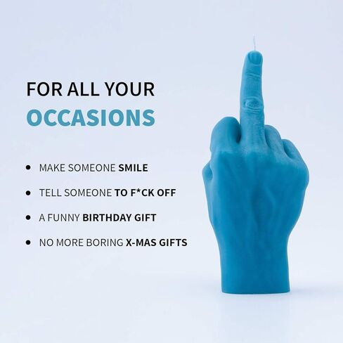 Hand Gesture Candle Middle Finger - Big Real Hand Size 8.7 x 3.5 x 3 inches - Unusual Birthday, Office, Housewarming Gift (Blue) in Saudi Arabia