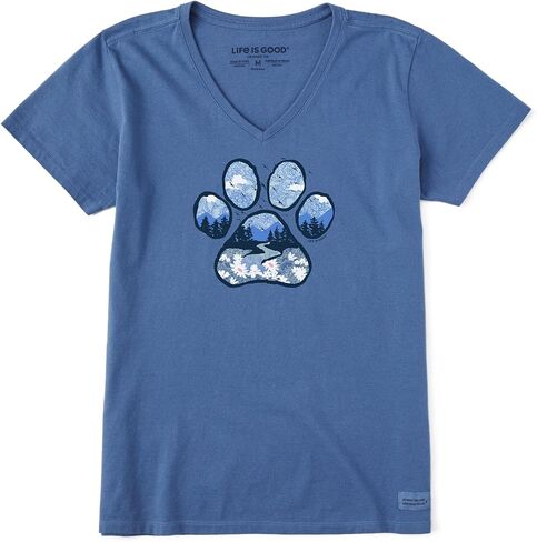 Life is Good - Womens Paw Landscape T-Shirt, Color Vintage Blue, Size: XXX-Large in Saudi Arabia