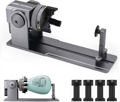 أسطوانة دوارة ليزر ATOMSTACK R1 Pro، 4 في 1 دوارة متعددة الوظائف مع ناهضات، ظرف قابل للتعديل 180 درجة مع 3 فكي لحلقات النقش، كائنات كروية وأسطوانية، عناصر غير منتظمة in Kuwait