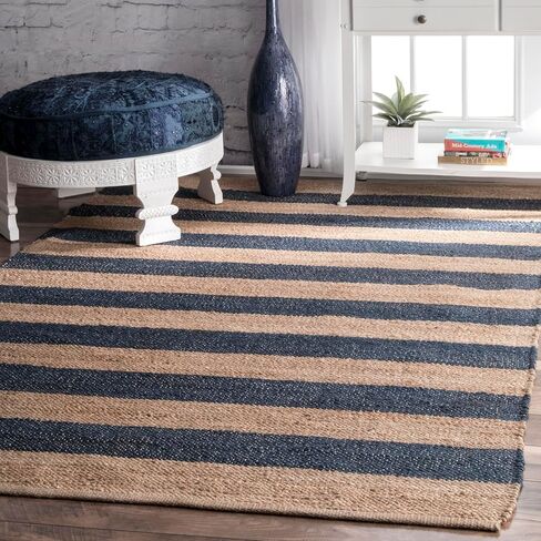 سجادة NuLOOM Alisia Flatweave مخططة من الجوت، مقاس 2' 6' x 6'، دينم in Saudi Arabia