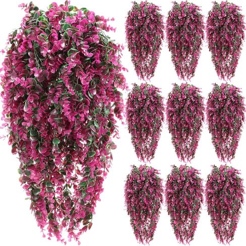 Hoteam 12 Pcs Artificial Hanging Plants Fake Ivy Vines with Fake Leaves for Living Room Decor Indoor Outdoor Decorations for Patio Artificial Plants Greenery for House Wall, No Basket(Rose Red) in Saudi Arabia