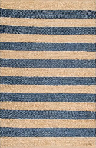 سجادة NuLOOM Alisia Flatweave مخططة من الجوت، مقاس 2' 6' x 6'، دينم in Saudi Arabia