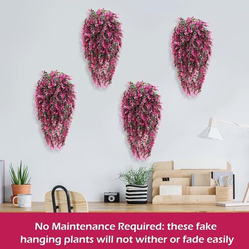 Hoteam 12 Pcs Artificial Hanging Plants Fake Ivy Vines with Fake Leaves for Living Room Decor Indoor Outdoor Decorations for Patio Artificial Plants Greenery for House Wall, No Basket(Rose Red) in Saudi Arabia