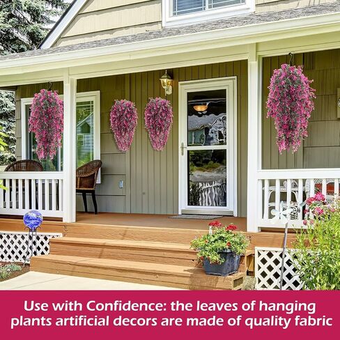 Hoteam 12 Pcs Artificial Hanging Plants Fake Ivy Vines with Fake Leaves for Living Room Decor Indoor Outdoor Decorations for Patio Artificial Plants Greenery for House Wall, No Basket(Rose Red) in Saudi Arabia