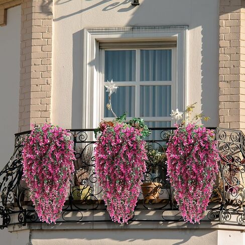 Hoteam 12 Pcs Artificial Hanging Plants Fake Ivy Vines with Fake Leaves for Living Room Decor Indoor Outdoor Decorations for Patio Artificial Plants Greenery for House Wall, No Basket(Rose Red) in Saudi Arabia