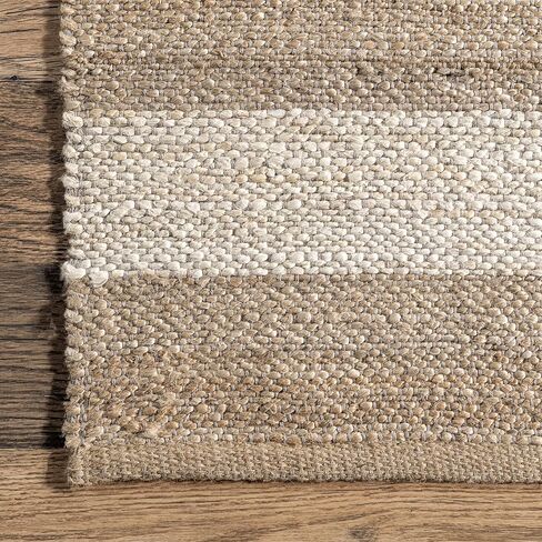 سجادة NuLOOM Alisia Flatweave مخططة من الجوت، مقاس 2' 6' x 6'، دينم in Kuwait