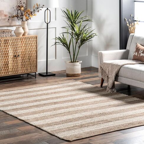 سجادة NuLOOM Alisia Flatweave مخططة من الجوت، مقاس 2' 6' x 6'، دينم in Kuwait