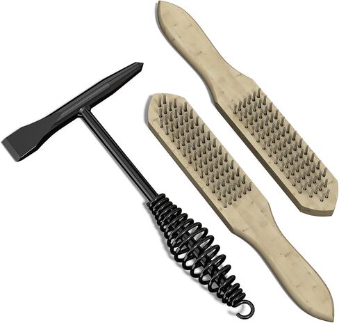 YESWELDER مطرقة تقطيع اللحام وفرشاة سلكية، مادة فولاذية كربونية ثابتة مع مقبض زنبركي حلزوني ممتص للصدمات، مخروط ومطرقة إزميل عمودية، إزالة خبث اللحام in Kuwait