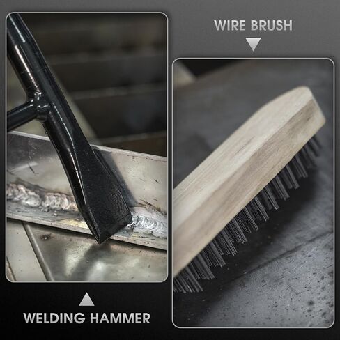 YESWELDER مطرقة تقطيع اللحام وفرشاة سلكية، مادة فولاذية كربونية ثابتة مع مقبض زنبركي حلزوني ممتص للصدمات، مخروط ومطرقة إزميل عمودية، إزالة خبث اللحام in Kuwait