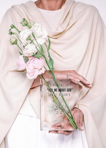 Book Vase for Flowers, Clear Acrylic with Foot for Stability, Unique and Stylish Home Decor, Personalized with Great Philosopher's Quote, Perfect for Birthday, Mother's Day, Book Lover in Saudi Arabia