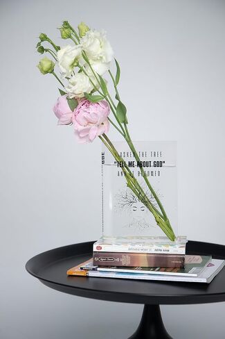 Book Vase for Flowers, Clear Acrylic with Foot for Stability, Unique and Stylish Home Decor, Personalized with Great Philosopher's Quote, Perfect for Birthday, Mother's Day, Book Lover in Saudi Arabia
