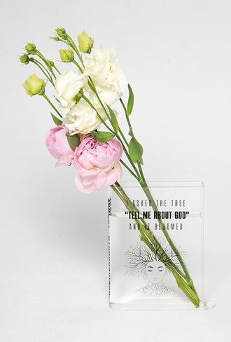 Book Vase for Flowers, Clear Acrylic with Foot for Stability, Unique and Stylish Home Decor, Personalized with Great Philosopher's Quote, Perfect for Birthday, Mother's Day, Book Lover in Saudi Arabia