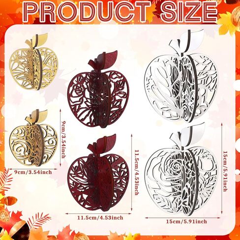 12 Pieces Fall Tiered Tray Decorations Apple Wooden Table Signs Thanksgiving 3D Block Freestanding Farmhouse Autumn Signs Rustic Fall Harvest Table Centerpieces for Holiday Party Decor in Saudi Arabia