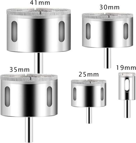 Oudtinx 5 Pcs Diamond Drill Bit Set 3/4", 1", 1-1/4", 1-1/2", 1-3/4" - Wet Cutting Ceramic, Porcelain Tiles, Glass, Fish Tanks, Marble,etc. in Saudi Arabia