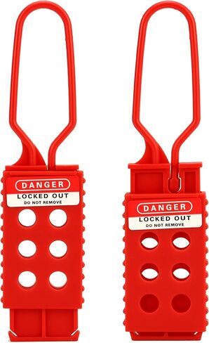 مشابك قفل QWORK، 6 قطع من مشابك قفل نايلون نايلون أحمر مع 6 فتحات تعشيق، مشبك قفل للعلامة، مشابك أمان مقاومة للتلاعب والتأثير، لصيانة المعدات الصناعية in Kuwait