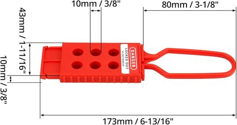 مشابك قفل QWORK، 6 قطع من مشابك قفل نايلون نايلون أحمر مع 6 فتحات تعشيق، مشبك قفل للعلامة، مشابك أمان مقاومة للتلاعب والتأثير، لصيانة المعدات الصناعية in Kuwait