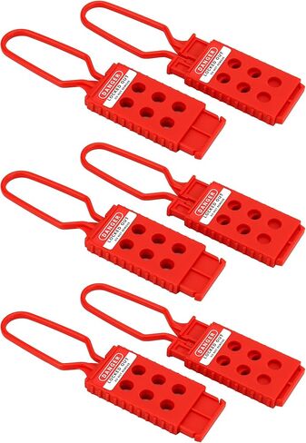 مشابك قفل QWORK، 6 قطع من مشابك قفل نايلون نايلون أحمر مع 6 فتحات تعشيق، مشبك قفل للعلامة، مشابك أمان مقاومة للتلاعب والتأثير، لصيانة المعدات الصناعية in Kuwait