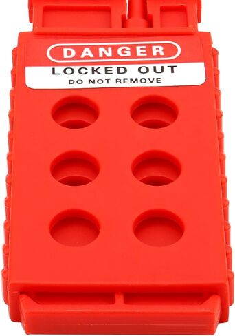 مشابك قفل QWORK، 6 قطع من مشابك قفل نايلون نايلون أحمر مع 6 فتحات تعشيق، مشبك قفل للعلامة، مشابك أمان مقاومة للتلاعب والتأثير، لصيانة المعدات الصناعية in Kuwait