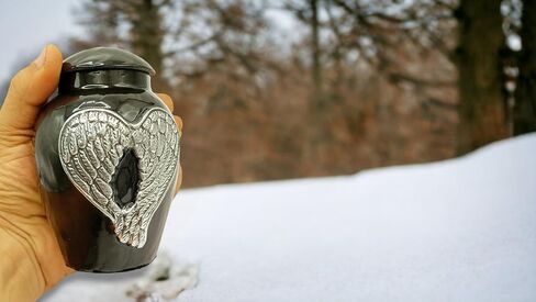 Black Cremation Urns for Ashes Adult Male/Female -Beautiful Unique 3D Style Decorative Urns W/Velvet Bag -5" Aluminium Small Cremation Urn for Funeral for Pet or Human Ashes Small urn (Angel Wings) in Saudi Arabia