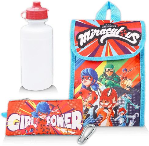 مجموعة حقيبة الظهر وصندوق الغداء ميراكيلوس ليدي بج - حزمة مع حقيبة مدرسية ميراكيلوس ليدي بج، وحقيبة غداء معزولة، وزجاجة مياه، والمزيد (لوازم مدرسية ميراكيلوس ليدي بج) in Kuwait