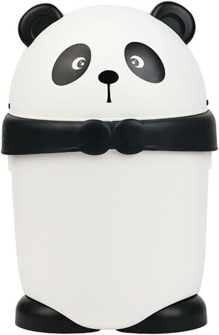 Baluue Cute Panda Trash Can Animal Shape Bedroom Garbage Can Container Wastebasket Recycling Bin Round Rubbish Waste Paper Bin for Office Home Kitchen White in Saudi Arabia