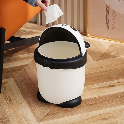 Baluue Cute Panda Trash Can Animal Shape Bedroom Garbage Can Container Wastebasket Recycling Bin Round Rubbish Waste Paper Bin for Office Home Kitchen White in Saudi Arabia