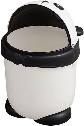 Baluue Cute Panda Trash Can Animal Shape Bedroom Garbage Can Container Wastebasket Recycling Bin Round Rubbish Waste Paper Bin for Office Home Kitchen White in Saudi Arabia