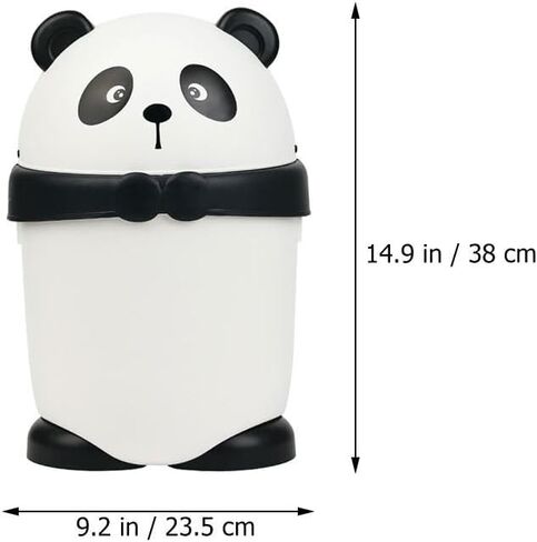 Baluue Cute Panda Trash Can Animal Shape Bedroom Garbage Can Container Wastebasket Recycling Bin Round Rubbish Waste Paper Bin for Office Home Kitchen White in Saudi Arabia