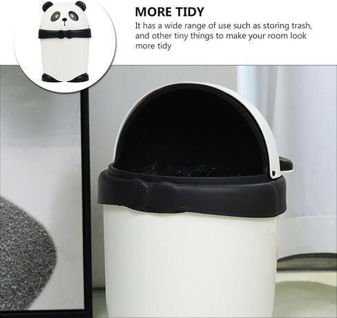 Baluue Cute Panda Trash Can Animal Shape Bedroom Garbage Can Container Wastebasket Recycling Bin Round Rubbish Waste Paper Bin for Office Home Kitchen White in Saudi Arabia