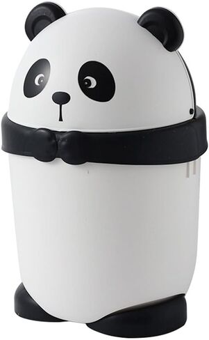 Baluue Cute Panda Trash Can Animal Shape Bedroom Garbage Can Container Wastebasket Recycling Bin Round Rubbish Waste Paper Bin for Office Home Kitchen White in Saudi Arabia