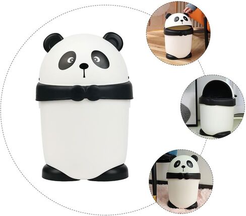 Baluue Cute Panda Trash Can Animal Shape Bedroom Garbage Can Container Wastebasket Recycling Bin Round Rubbish Waste Paper Bin for Office Home Kitchen White in Saudi Arabia