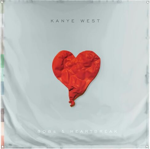 Banger - Kanye West 808s & Heartbreak أيقوني راب مغني الراب غلاف الألبوم الفني نسيج العلم راية تحفيزية ملهمة غرفة نوم مضحكة مكتب صالة الألعاب الرياضية جدار الكلية تصميم ديكور على 3.5 × 3.5 قدم in Kuwait