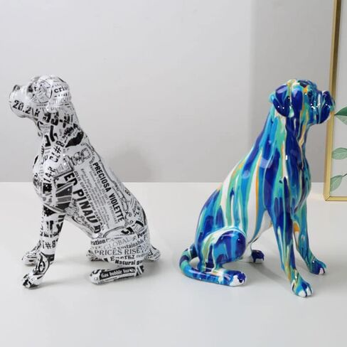 Creative Painted Art Water Transfer Room Color Boxer Dog Decorations Home Entrance Wine Cabinet Office Decor Resin Crafts (RC) in Saudi Arabia