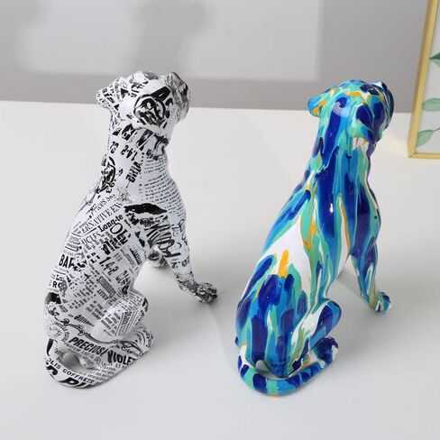 Creative Painted Art Water Transfer Room Color Boxer Dog Decorations Home Entrance Wine Cabinet Office Decor Resin Crafts (RC) in Saudi Arabia