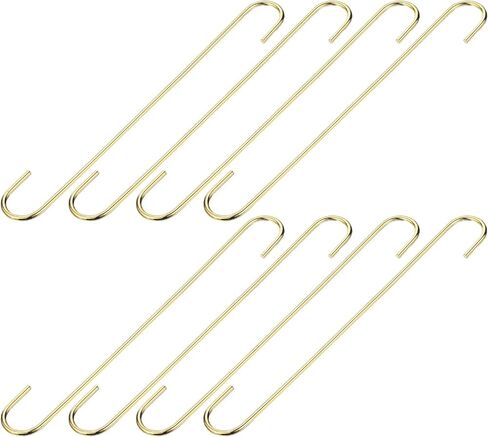 خطافات METALLIXITY S للتعليق (300 مم/12) 8 قطع، شماعات فولاذية طويلة جدًا على شكل S - للنباتات والحديقة وأدوات المطبخ، لون ذهبي in Saudi Arabia