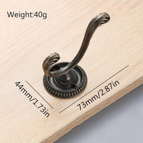4pcs Vintage Coat Hooks, Solid Metal Double Hooks, Wall Mounted Towel Hooks, Robe Coat Hooks for Bathrooms, Kitchens, Garage Doorways, Keys, Storage Cabinets Space Saving Hooks (Bronze) in Saudi Arabia
