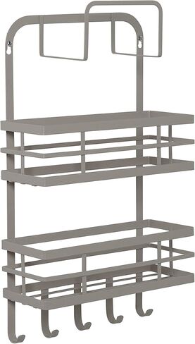 منظم باب الخزانة هوني كان دو مع سلتين و5 خطافات، يتم تعليقه على الحائط على باب الخزانة لتنظيم المطبخ أو الحمام، رمادي in Kuwait