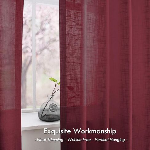 Melodieux Aqua Linen Textured Semi Sheer Curtains 84 Inches Long for Living Room Bedroom Natural Flax Linen Rod Pocket Voile Drapes, 52 by 84 Inch (2 Panels) in Saudi Arabia