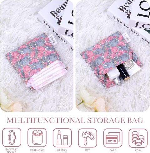 DGAZ Sanitary Napkin Storage Bag, Period Bag for Teen Aged Girls, Portable Period Bag for Panty Liners/Menstrual Cup/Small Tampons，Mini Makeup Bag for Purse in Saudi Arabia