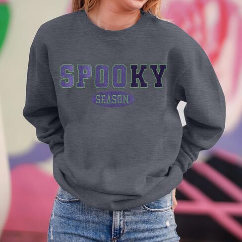 سويت شيرت FAYALEQ للهالوين للسيدات بلوفر للموسم المخيف، بلوفر مضحك للهالوين بأكمام طويلة in Kuwait