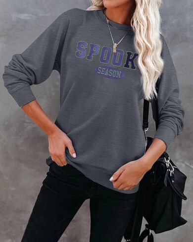 سويت شيرت FAYALEQ للهالوين للسيدات بلوفر للموسم المخيف، بلوفر مضحك للهالوين بأكمام طويلة in Kuwait