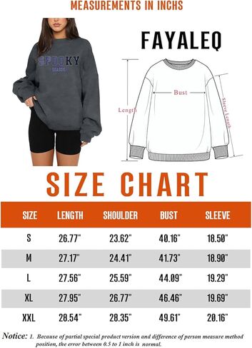 سويت شيرت FAYALEQ للهالوين للسيدات بلوفر للموسم المخيف، بلوفر مضحك للهالوين بأكمام طويلة in Kuwait