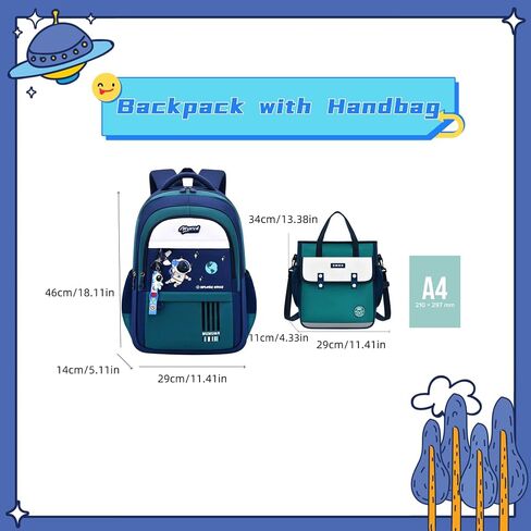 ZHANAO Astronaut Kids Backpack for Boys Waterproof Lightweight Space Schoolbag for School Elementary Bookbag for Children in Saudi Arabia